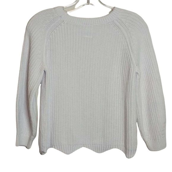 Zara Knitwear Summer Collection White Pullover Sweater Size 7 Scalloped hem. - Picture 5 of 6